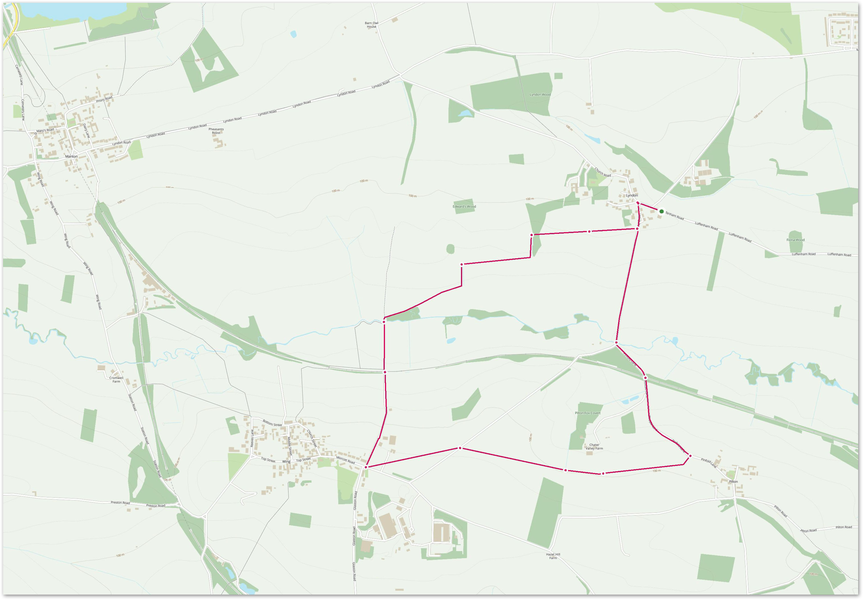 OS Maps Link: Lyndon & Wing Shorter Loop Walk Picks Barn Walks - Lyndon & Wing Shorter Loop Image